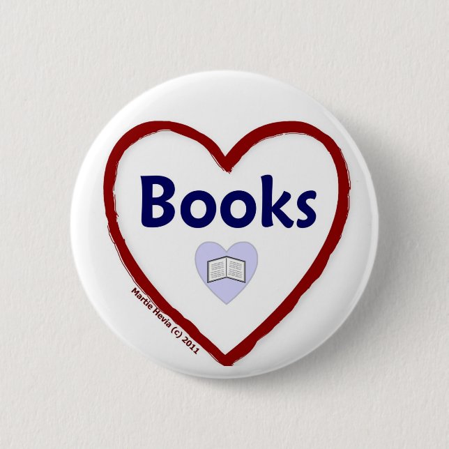 Love Books 2 Inch Round Button (Front)