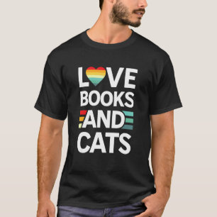 Love Books And Cats Rainbow Heart National Book D T-Shirt