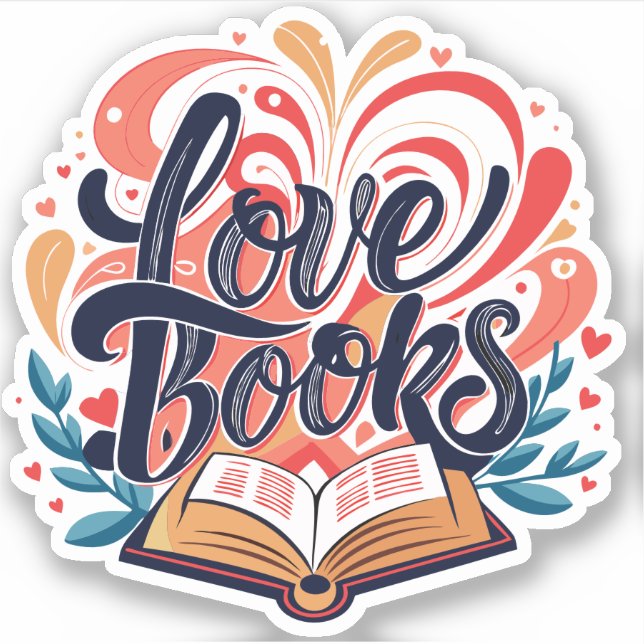 Love Books Calligraphy Heart Design (Front)