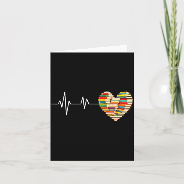 Love Books Heartbeat Heart Book Lover Books Readin Card (Front)