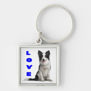 Love Border Collie Puppy Dog Keychain