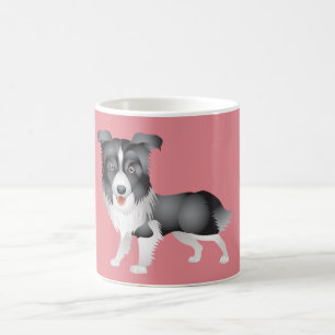 Love Border Collie Puppy Dog Pink Coffee Mug