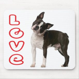 Love Boston Terrier Puppy Dog Computer Mousepad