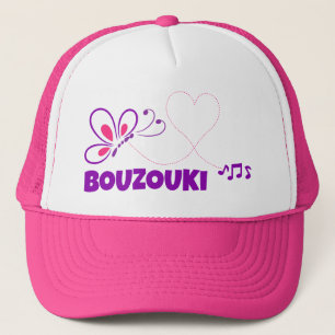 Love Bouzouki Pink Purple Butterfly Heart Trucker Hat