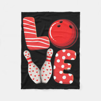 Love Bowling Byll And Pins Group Matching Valentin Fleece Blanket