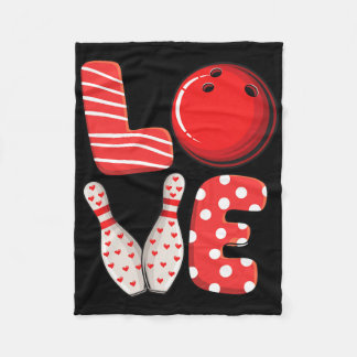 Love Bowling Byll And Pins Group Matching Valentin Fleece Blanket