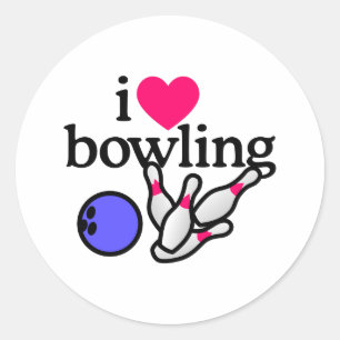 Love Bowling Classic Round Sticker