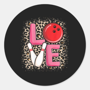 Love Bowling Cute Bowling Women Girls Bowler Classic Round Sticker