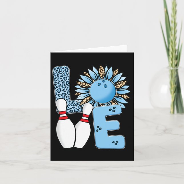 Love Bowling Leopard Sunflower For Valentine's Day Card (Front)