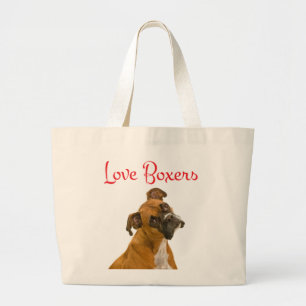 Love Boxer Puppy Dog Canvas Tote Bag