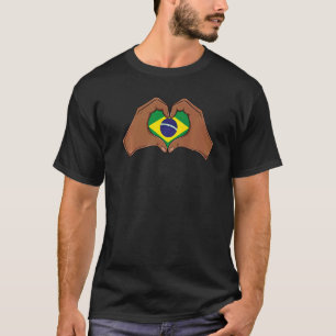 Love Brazil Flag Heart Brazilian Roots Heritage T-Shirt