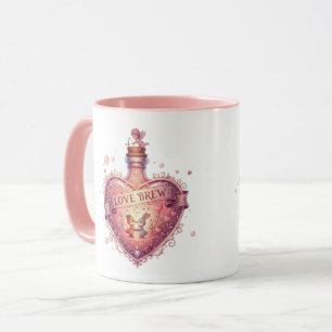 "Love Brew" Vintage Heart Potion Coffee Mug