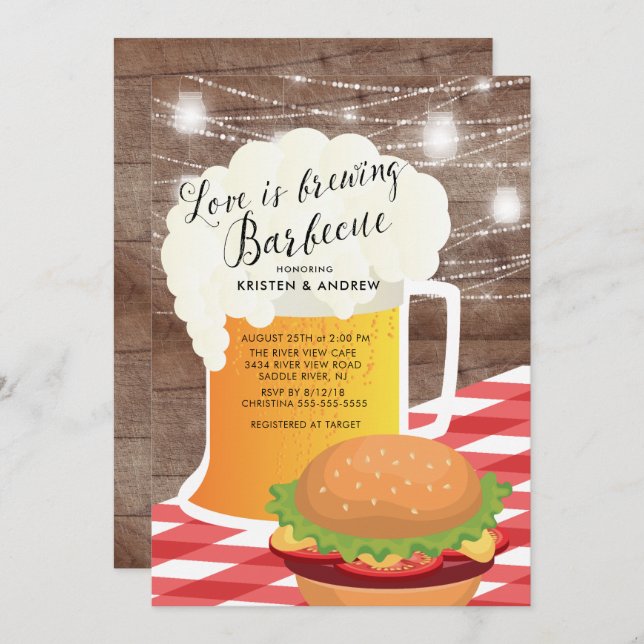 Love Brewing Couple Shower Invitation (Front/Back)