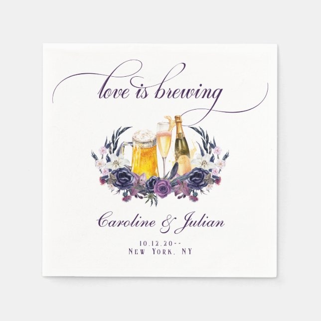 Love Brewing Gothic Bubbles Brews Couples Shower Napkin (Front)