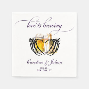 Love Brewing Gothic Bubbles & Brews Couples Shower Napkin