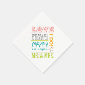 Love Bridal Shower Party Napkins, I Do! Mr & Mrs Napkin