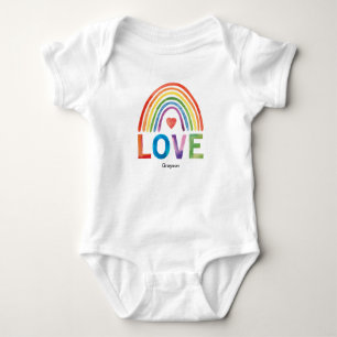 LOVE Bright Colour Rainbow Watercolor Child Baby Bodysuit