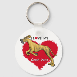 Love Brindle Great Dane UC Keychain