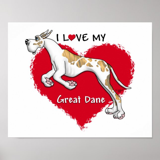 Love Brindlequin Great Dane Poster (Front)