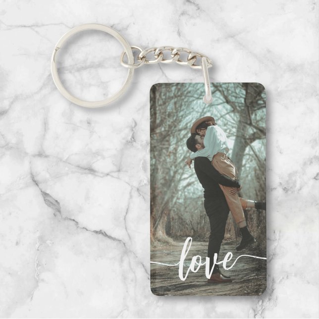 Love Brush Script Photo Keychain (Creator Uploaded)