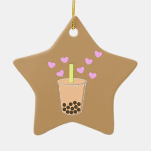 Love Bubble Tea Ceramic Ornament