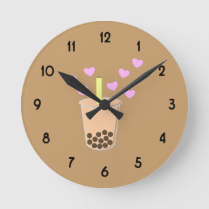 Love Bubble Tea Round Clock