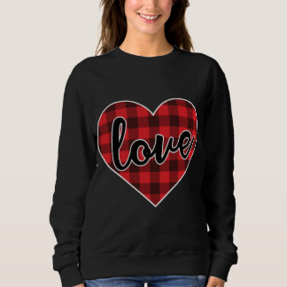 Love Buffalo Plaid Heart Cozy Christmas Winter Pat Sweatshirt