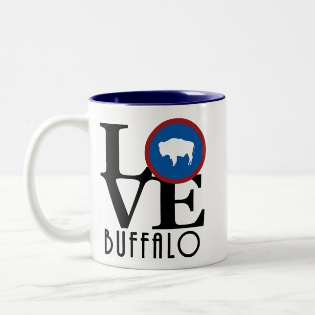 LOVE Buffalo Wyoming 11oz Two-Tone Coffee Mug (Left)