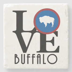 LOVE Buffalo Wyoming Stone Coaster