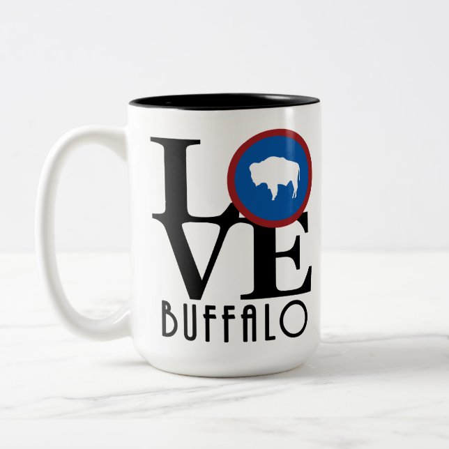 LOVE Buffalo Wyoming Two-Tone Coffee Mug (Left)
