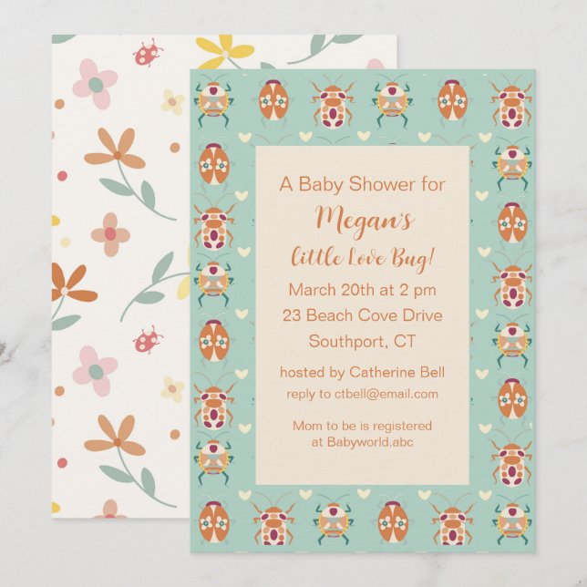 Love Bug Baby Shower Invitation (Front/Back)