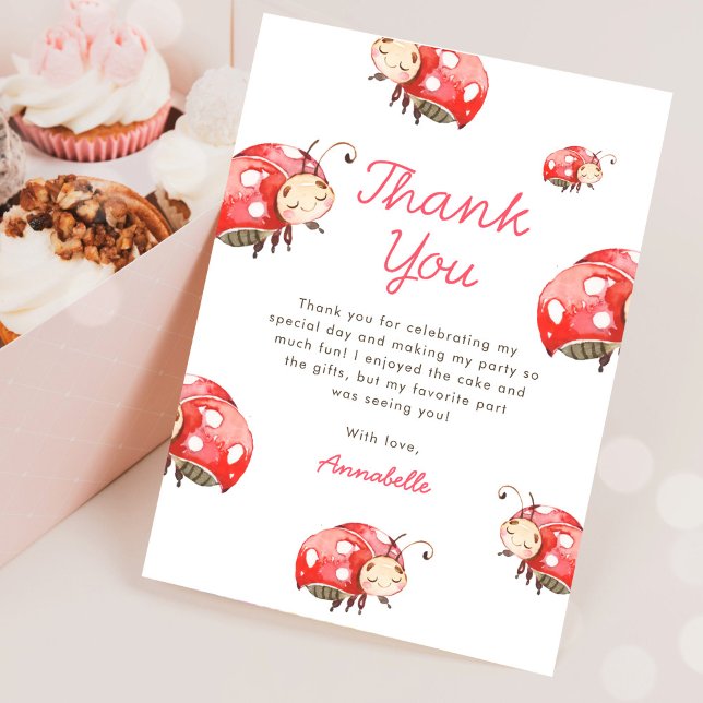 Love Bug Birthday Party Thank You Card (Creator Uploaded)