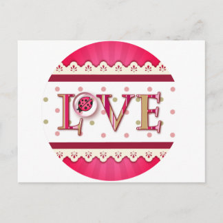 LOVE BUG BUBBLE, DOTS & STRIPES by SHARON SHARPE Postcard