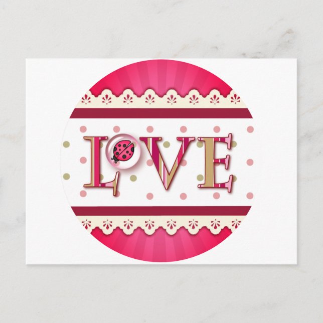 LOVE BUG BUBBLE, DOTS & STRIPES by SHARON SHARPE Postcard (Front)
