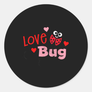Love Bug Cute Lady Bug Vintage Kids Valentines Classic Round Sticker
