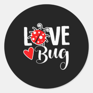 Love Bug Cute Valentines Day Party Ladybug Classic Round Sticker