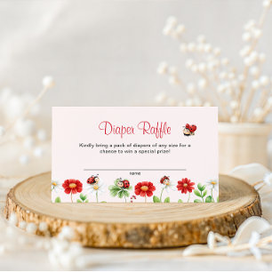 Love Bug Ladybug Baby Shower Floral Diaper Raffle  Enclosure Card