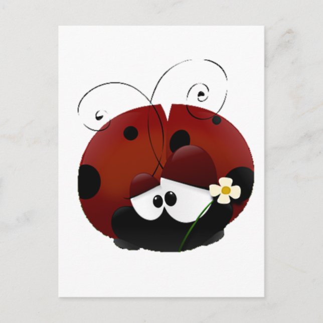 Love Bug Ladybug, Cute Cartoon Valentine’s Day Holiday Postcard (Front)