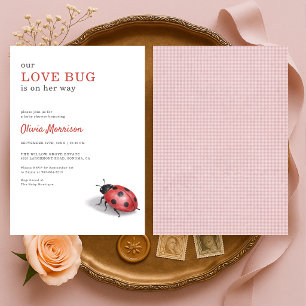 Love Bug Ladybug Gingham Baby Shower Invitation