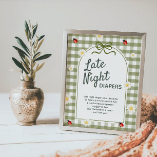 Love Bug Late Night Diapers Baby Shower Sign