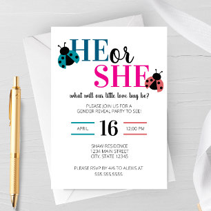 Love Bug Spring Gender Reveal Party Invitation