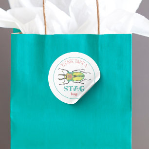 Love Bug Stag Swag Bag Party Favour Classic Round  Sticker