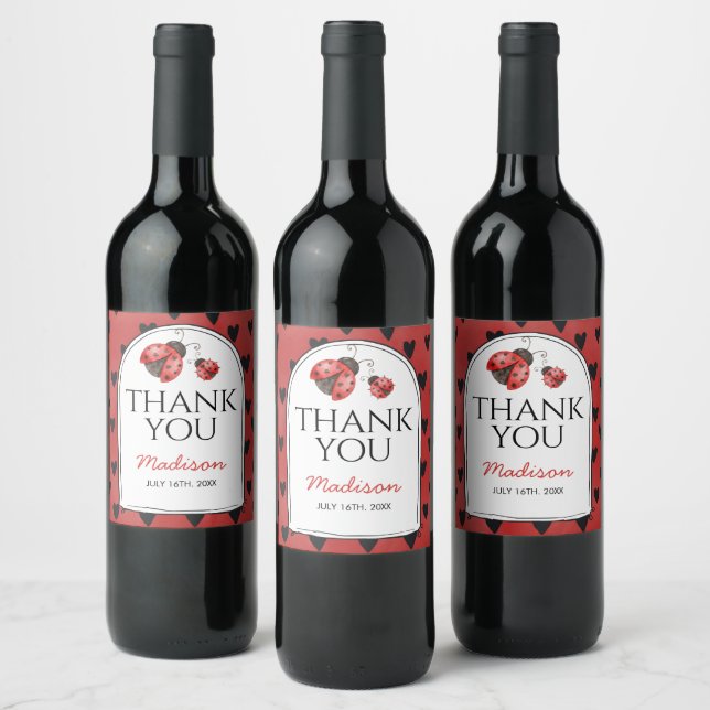 Love bug Thank You Wine Label (Bottles)
