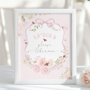 Love Bug Wildflower Favors Baby Shower Pink Poster
