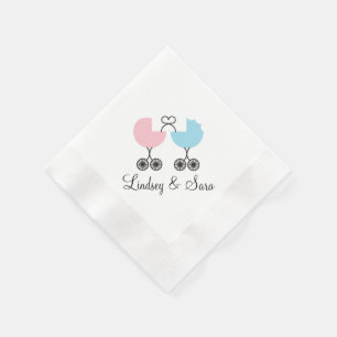 Love Buggies Joint Baby Shower Napkins, Pink/Blue Napkin