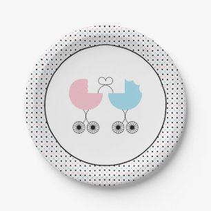 Love Buggies Joint Baby Shower Plates, Pink/Blue Paper Plate