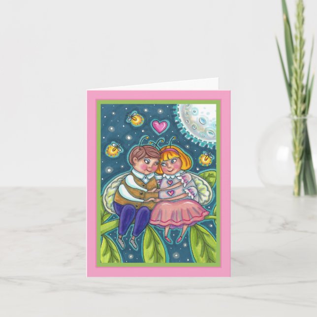 LOVE BUGS, FIREFLIES & FULL MOON SWEETHEARTS Blank Card (Front)