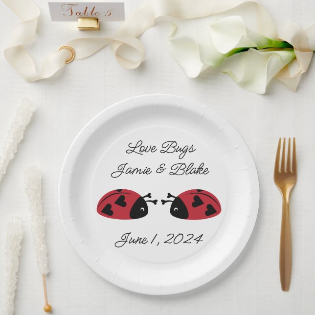 Love Bugs, Personalize Paper Plate (Wedding)
