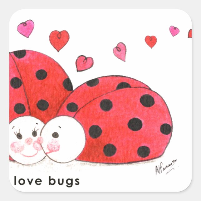 Love Bugs Square Sticker (Front)