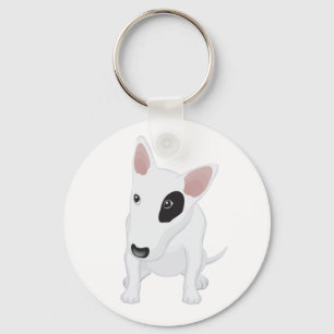 Love Bull Terrier Puppy Dog White Keychain